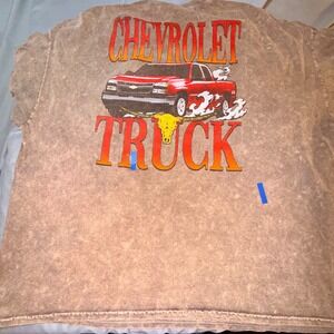 GM Chevrolet Truck T-Shirt Mens XL Brown Good Acid Wash Graphic Double Sided